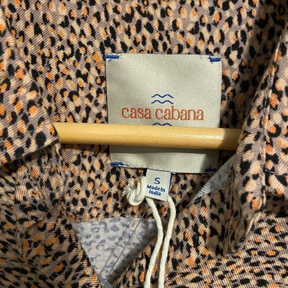 NWT Casa Cabana Printed Brown Babydots Button Down Shirt in Size Small - Picture 6 of 7